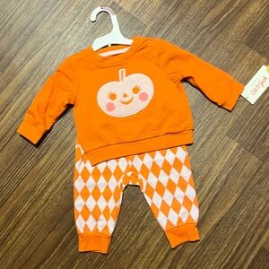 Cat & Jack Orange Pumpkin Shirt and Pants Set